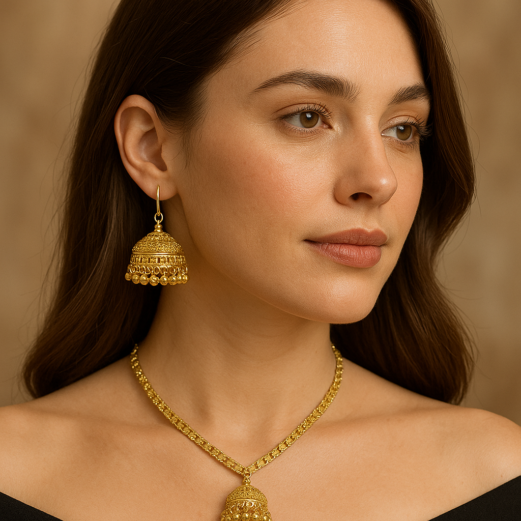 Gold Dome Jhumka Earrings – Classic Traditional Design by The Beautera