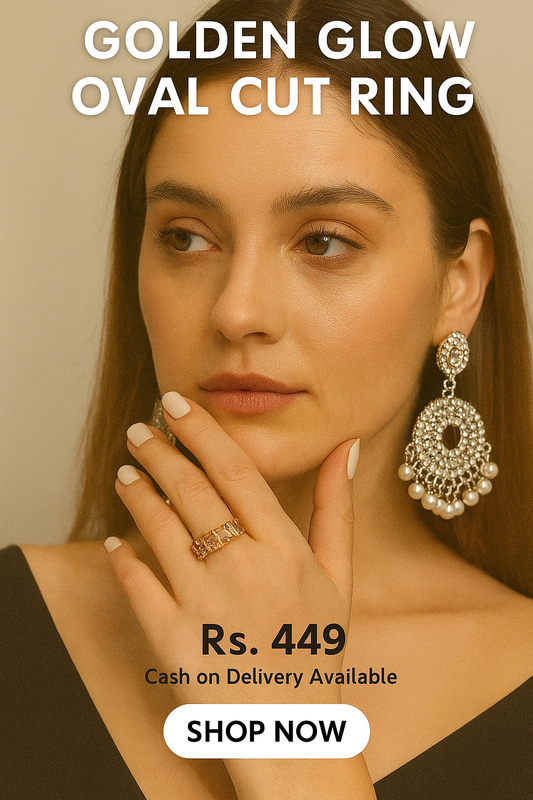 Royal Gold Plated Artificial Ring with Sparkling Stones – Elegant Party Wear for Women