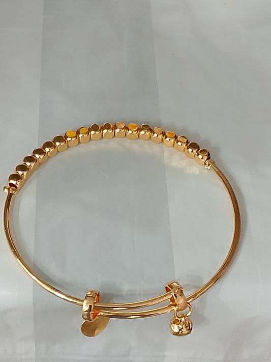 Golden Charm Tinkle Bangle – Artificial Gold-Plated Kada with Bell & Coin Motif (Adjustable)