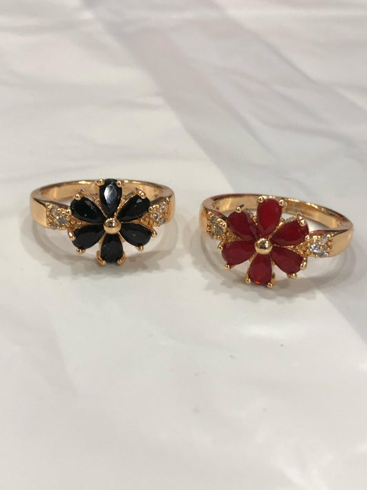 Premium Artificial Flower Ring Set (Black & Red) - The Beautera