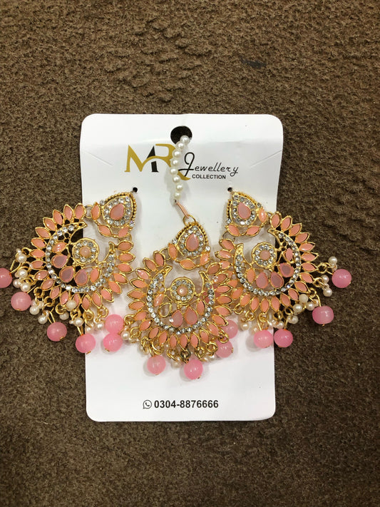 Noor-e-Gul: Elegant Pink Kundan Jhumka Set